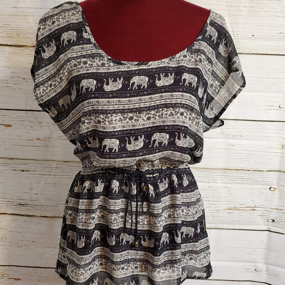 Maurice's sheer elastic waist tunic